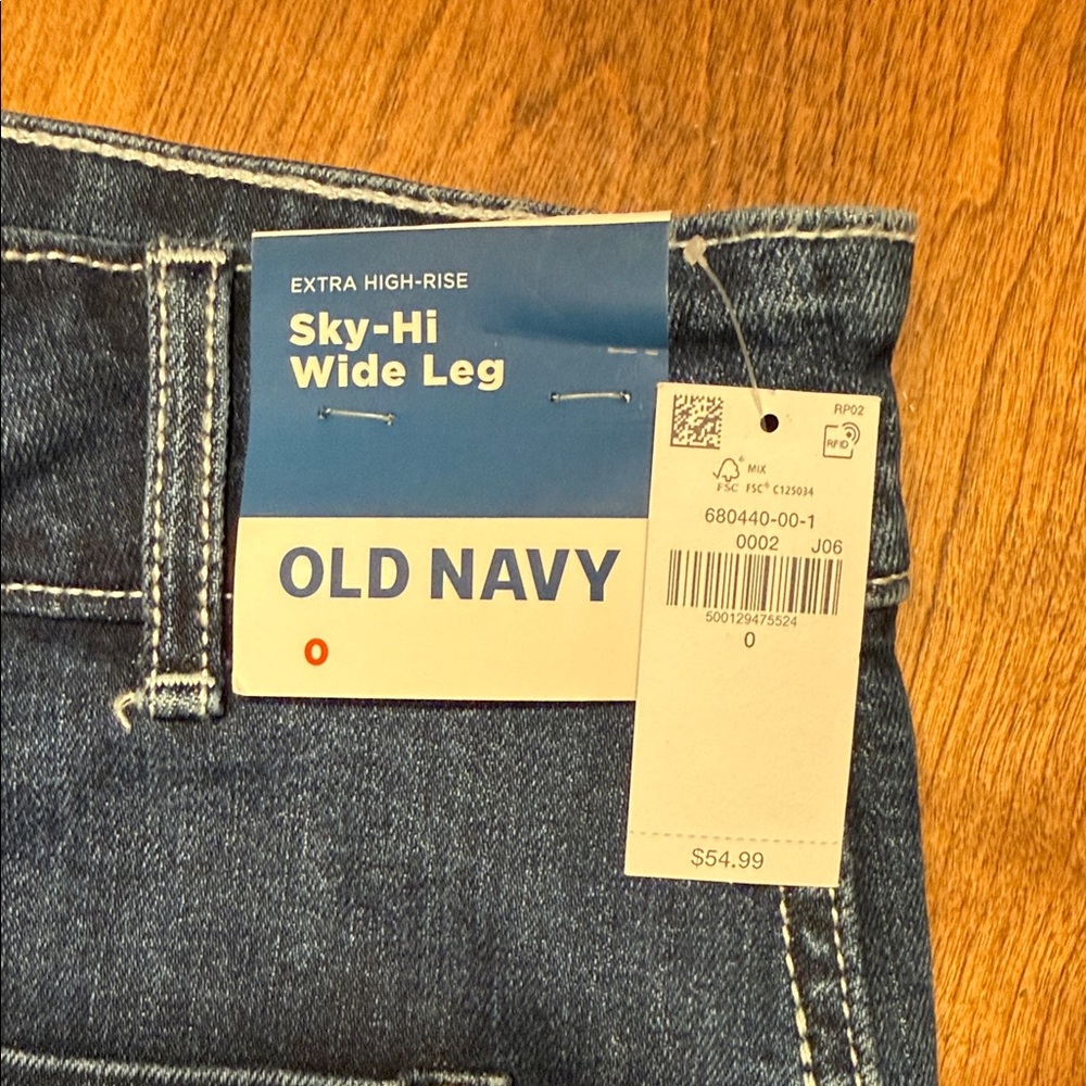 Old Navy Sky High Wide Leg Dark Blue Front Pocket Jeans, NWT - Picture 2 of 6